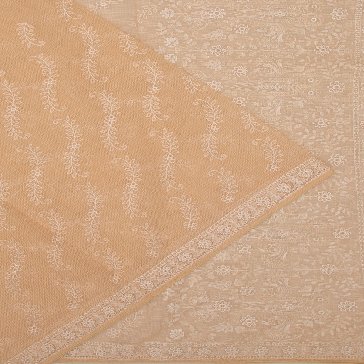 Kota Silk Brocade Pastel Orange Saree