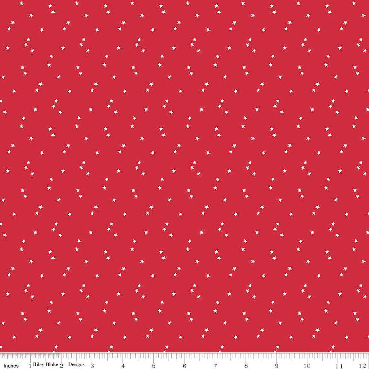 Fabric Riley Blake Red Stars Seasonal Basics by the Quarter Yard C657-RED