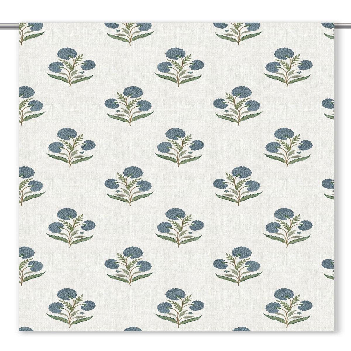 'Gamini' Fabric by the Yard (Warm White/ Navy Blue)