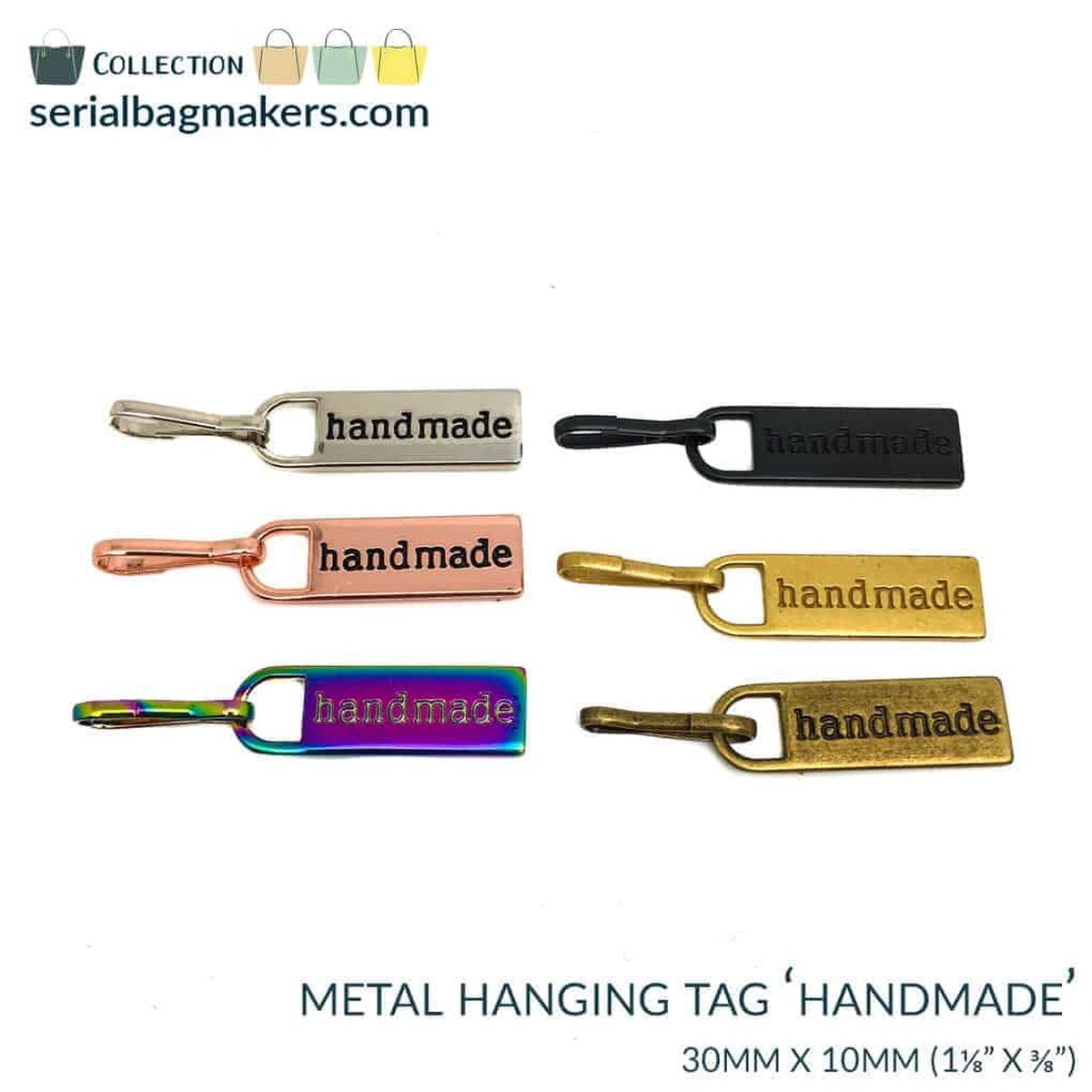 Serial Bagmakers Handmade Hanging Metal Tag with Clip