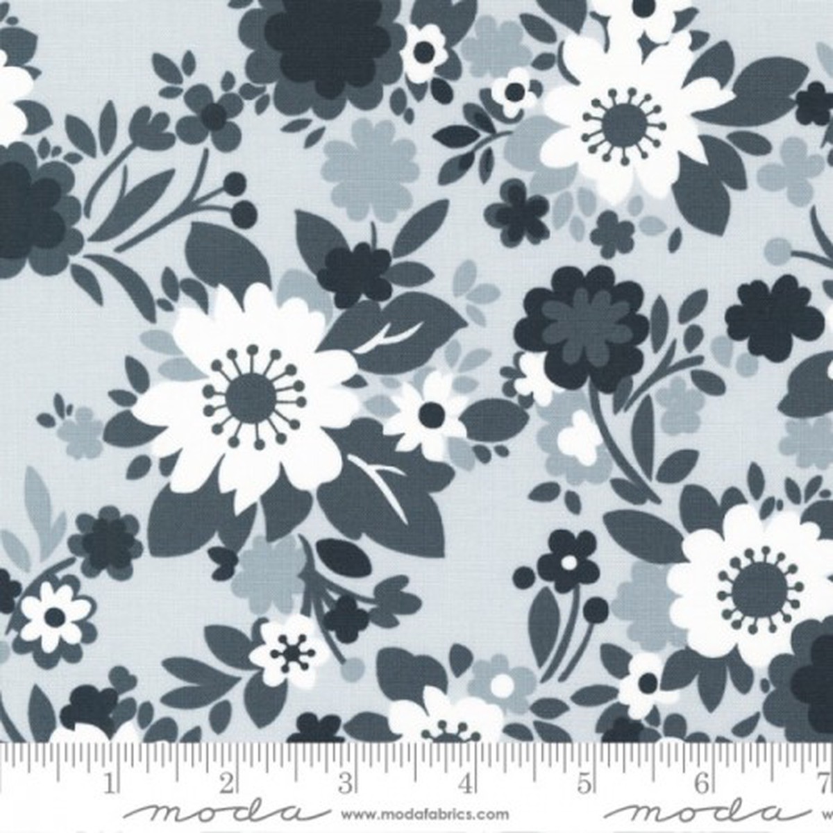 Concrete Jungle Floral-Grey/Black by Moda