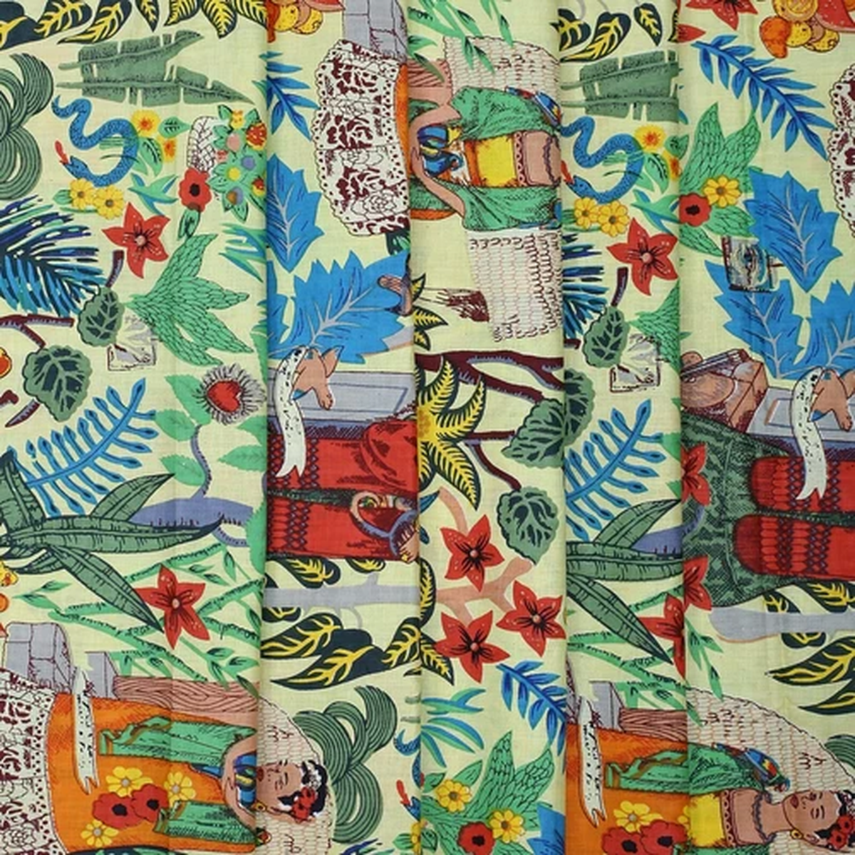 Indian Cotton Fabric Yellow Block Print Craft Dressmaking Material By The 5 Yard