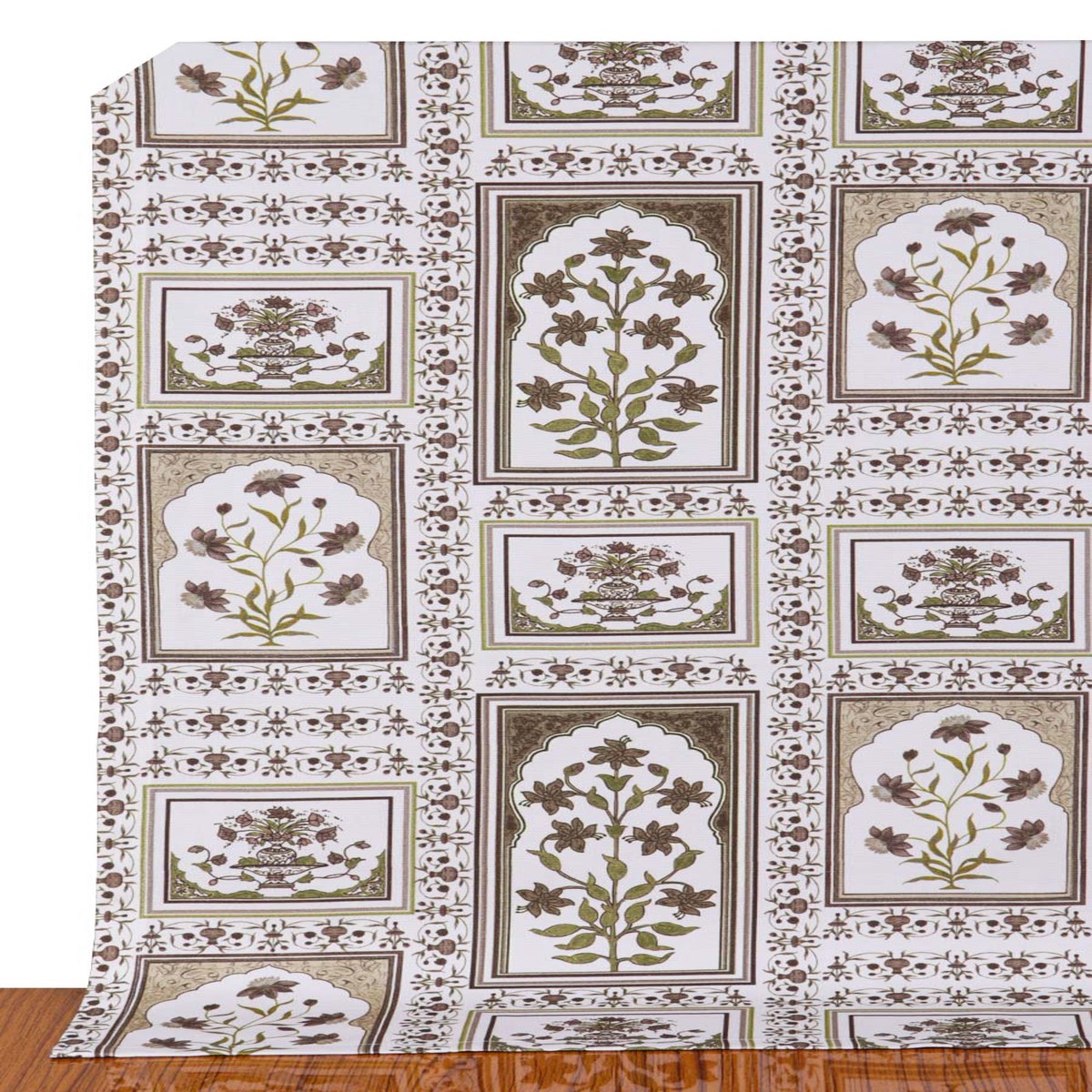 'Zarin' Fabric by the Metre (Brown/ Green)