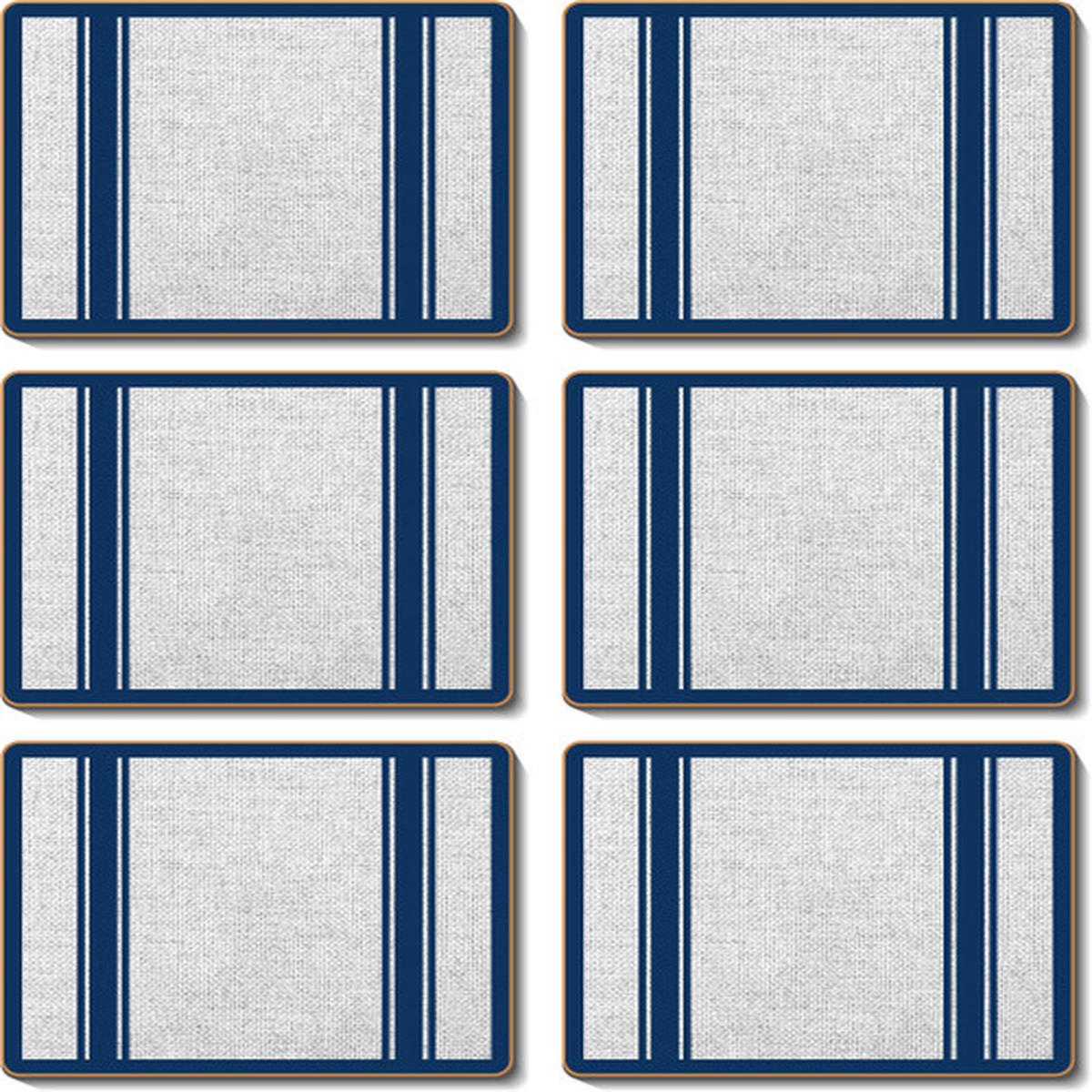 Cinnamon Hamptons Navy Cork Backed Drink Coasters Set 6