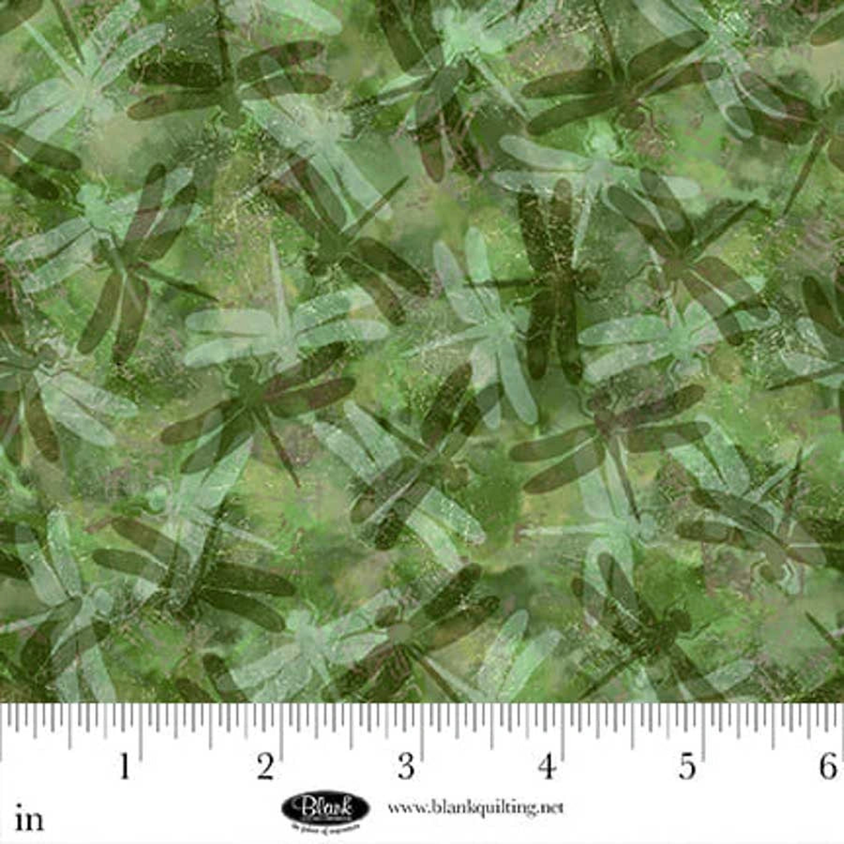 Enchanted Canopy Green Dragonfly Collage Fabric Yardage