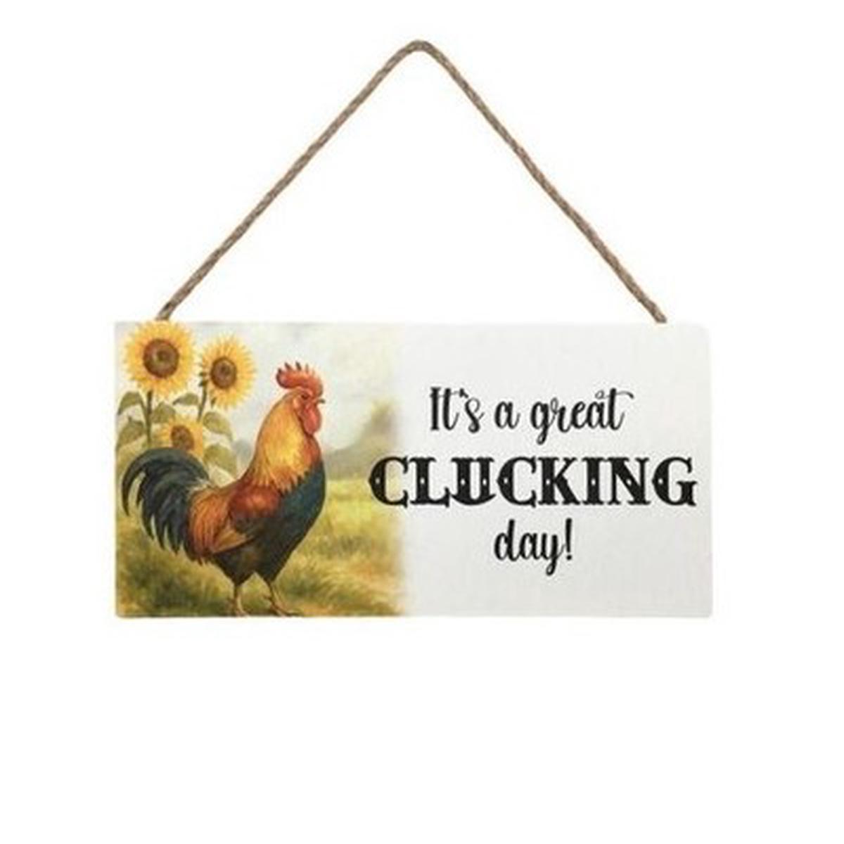 Funny Rooster Chicken Sign Hanging Wall Plaque Great Clucking Day Farmhouse