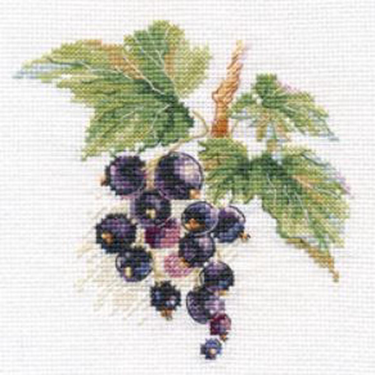 "Blackcurrants" - embroidery kit /Alisa/ 11 x 11 cm