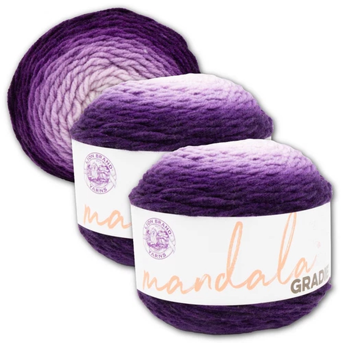 (3 Pack) Lion Brand Yarn 558-215AP Mandala Gradient Worsted Yarn, Purple