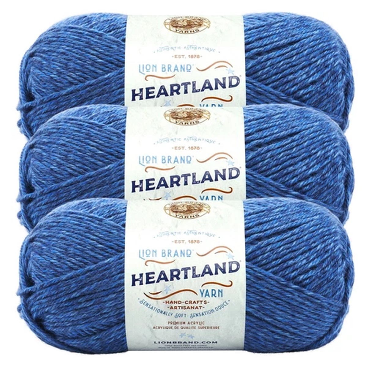 (3 Pack) Lion Brand Yarn 136-109L Heartland  Worsted Weight Yarn, Olympic
