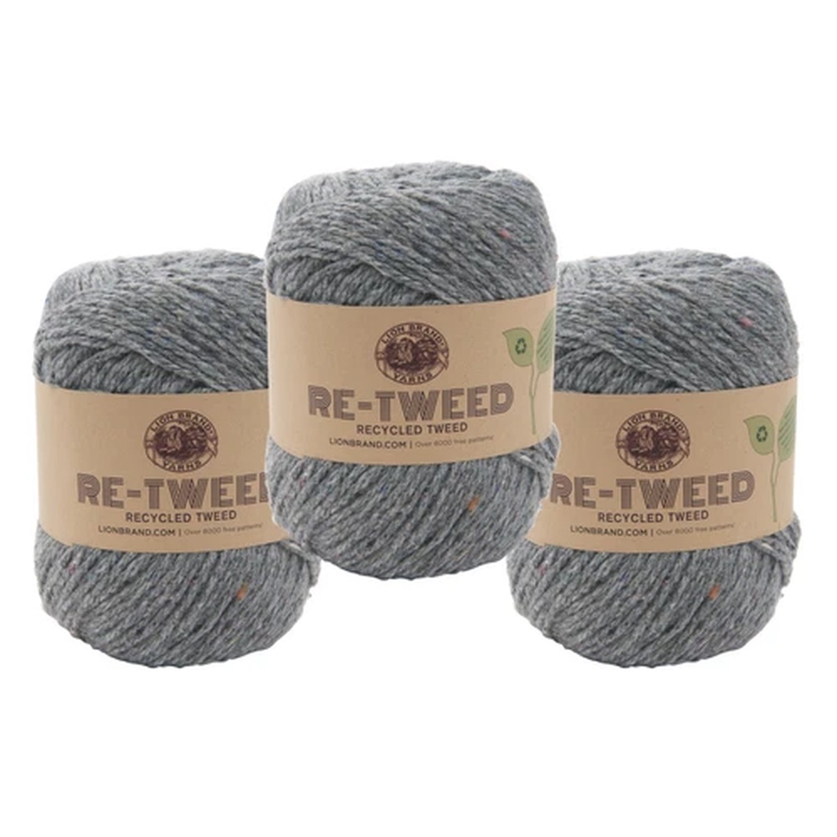 (3 Pack) Lion Brand Yarn 253-149AP Re-Tweed Yarn, Arctic Ice