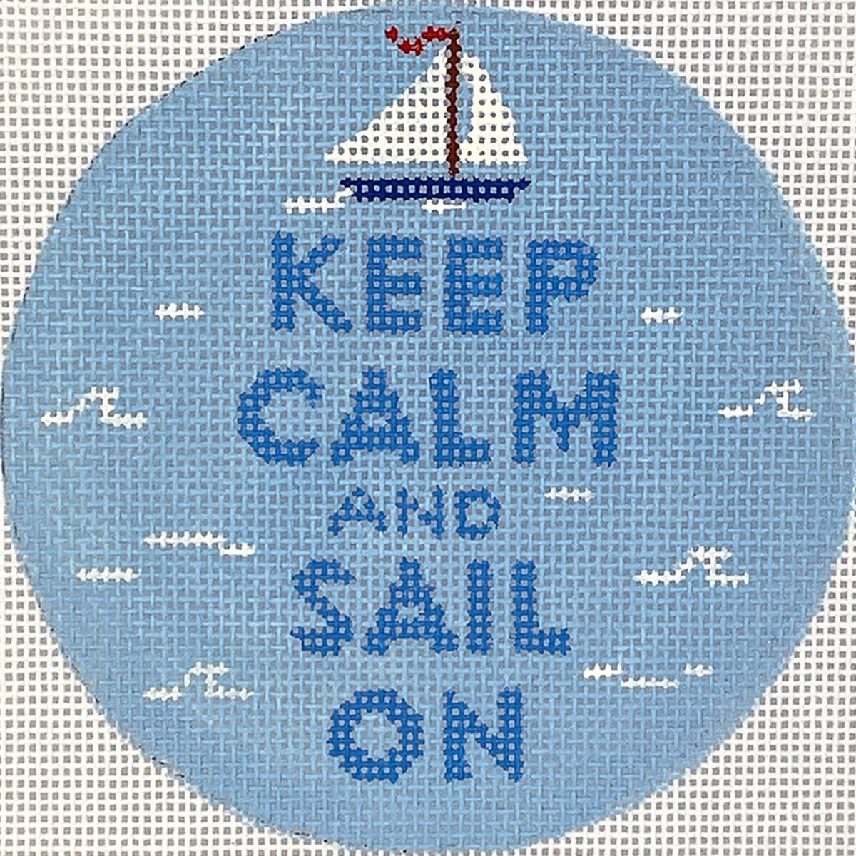 4 Round Keep Calm & Sail On on sky blue