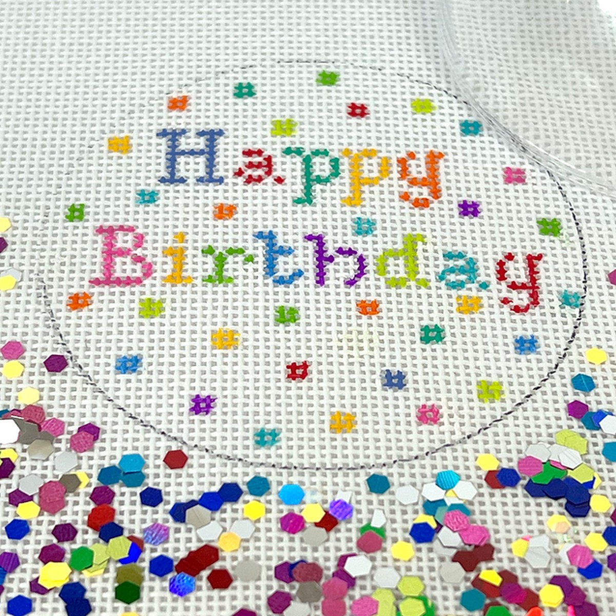 3 Round w/ Clear Dome & Confetti Happy Birthday!