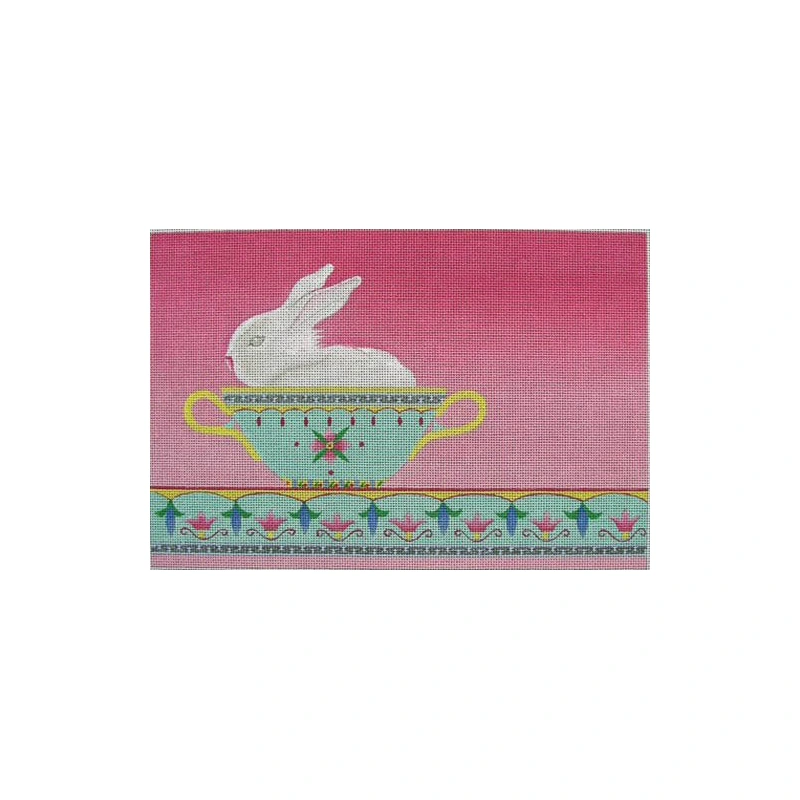 Zecca Bunny In A Soup Bowl Needlepoint Canvas