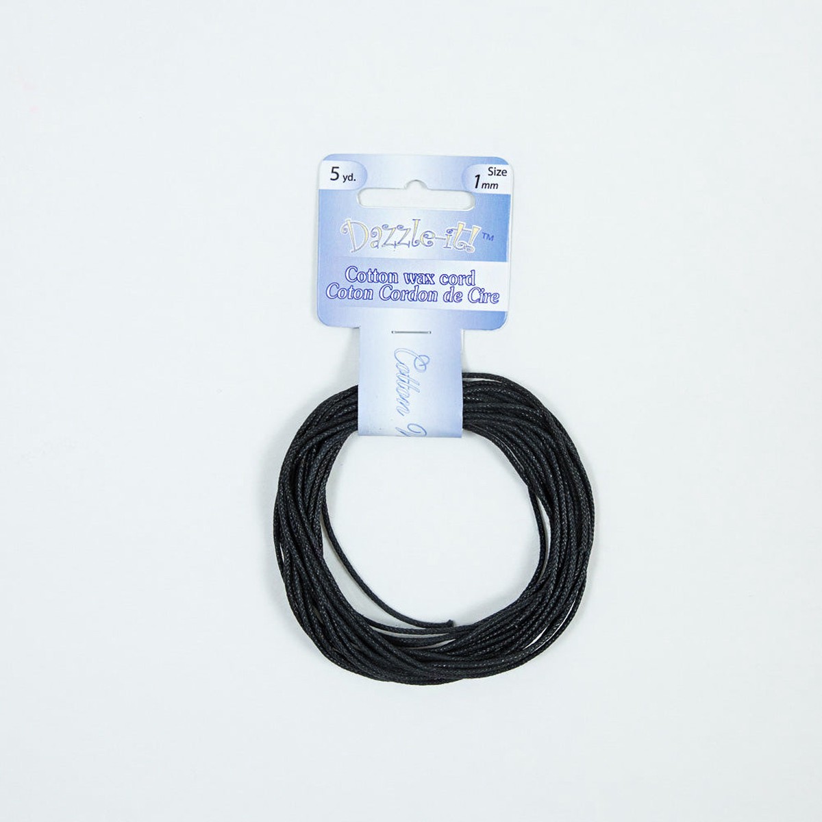 Dazzle-It Black Cotton Wax Cord - 1mm