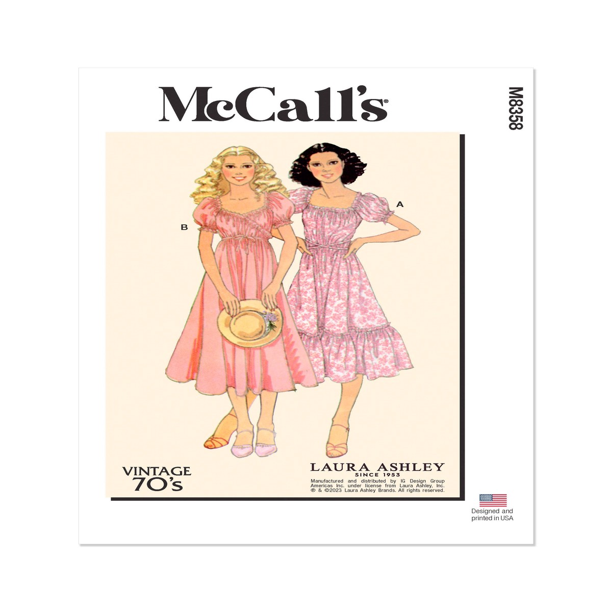 M8358 MISSES' VINTAGE WRAP DRESS BY LAURA ASHLEY (16-18-20-22-24)