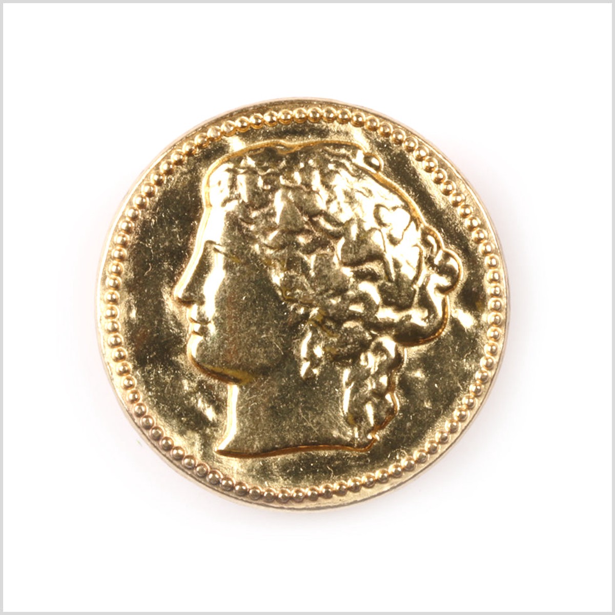 Gold Coin Metal Shank Back Button - 24L/15mm