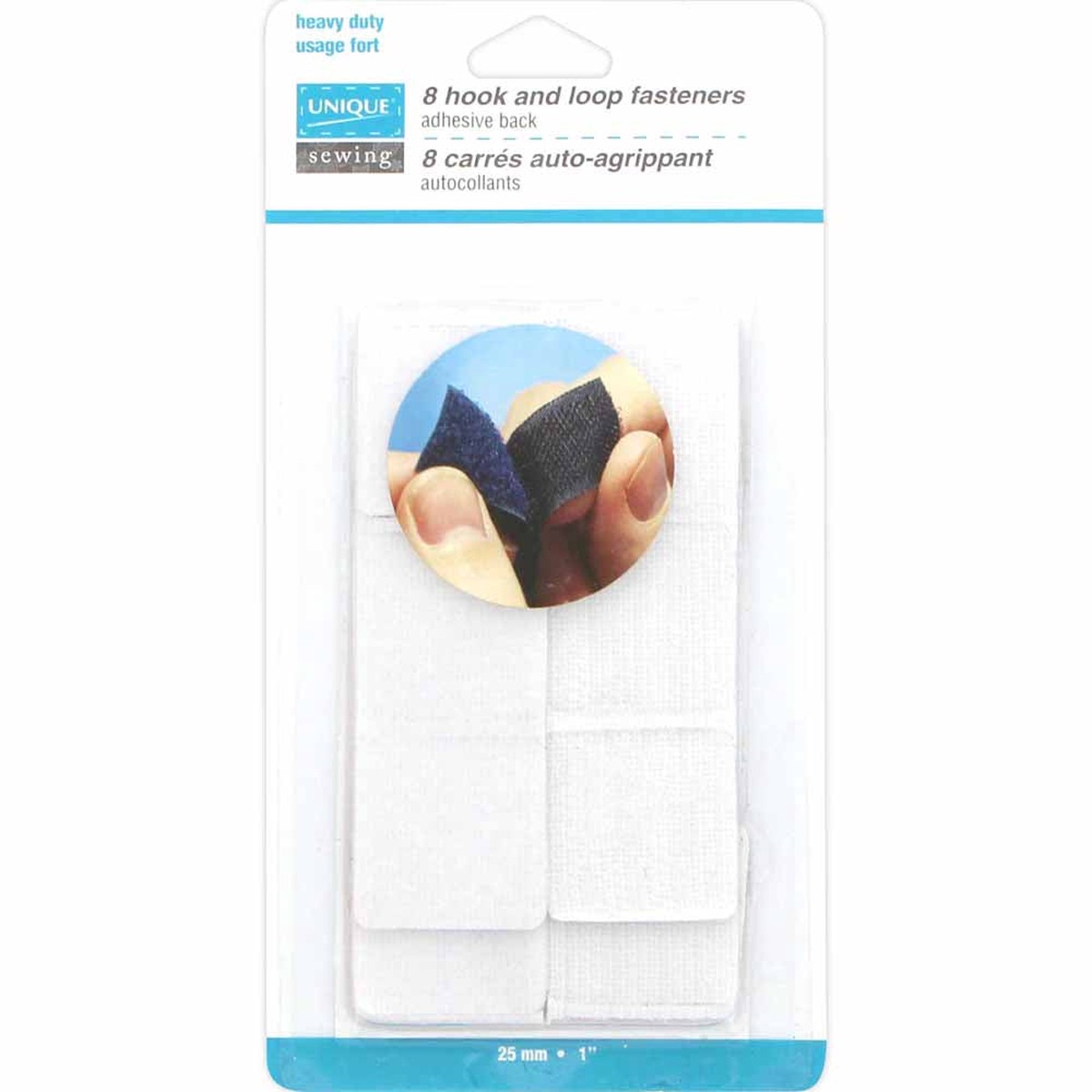 UNIQUE SEWING Heavy Self-Gripping Fasteners Square - 25mm (1") - White