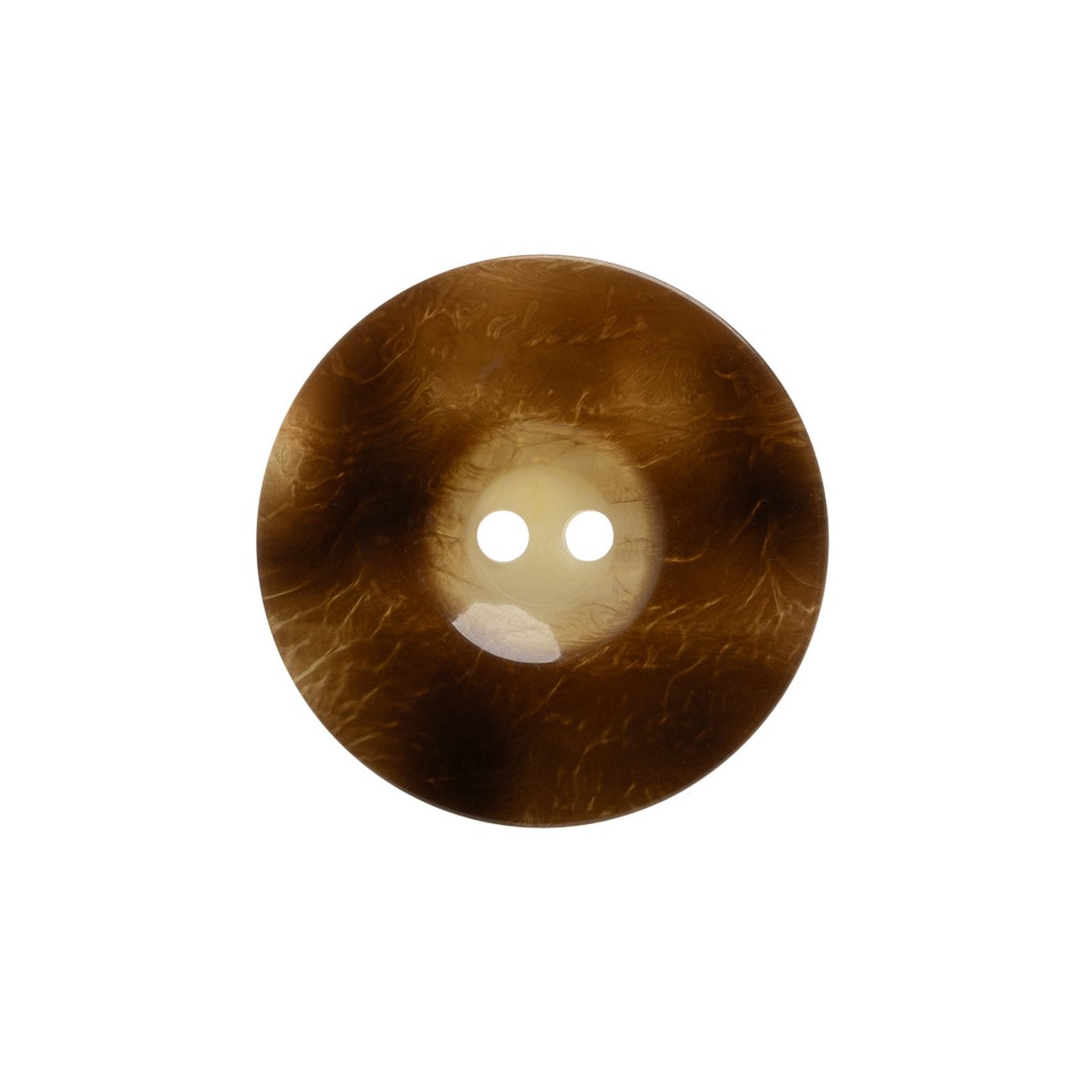 Plastic 2-Hole Button Made in Italy - Brown Mottled Wide Rim - 36L/23mm
