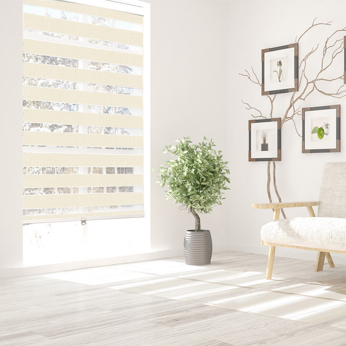 Zebra Cordless Sheer Shade - Linen - 48 x 84 inch