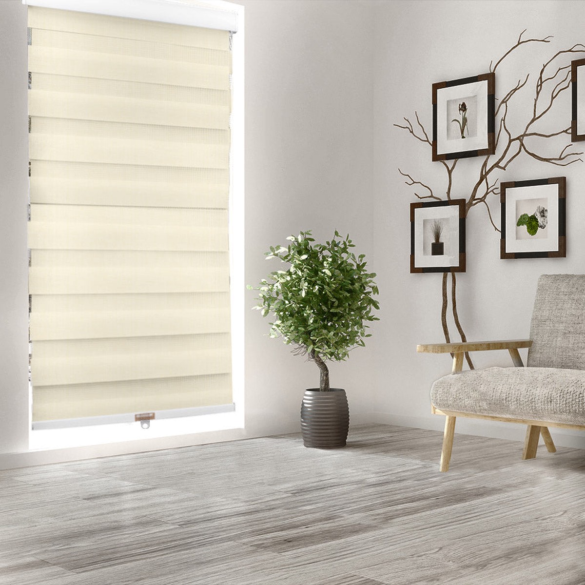 Zebra Cordless Sheer Shade - Linen - 42 x 84 inch