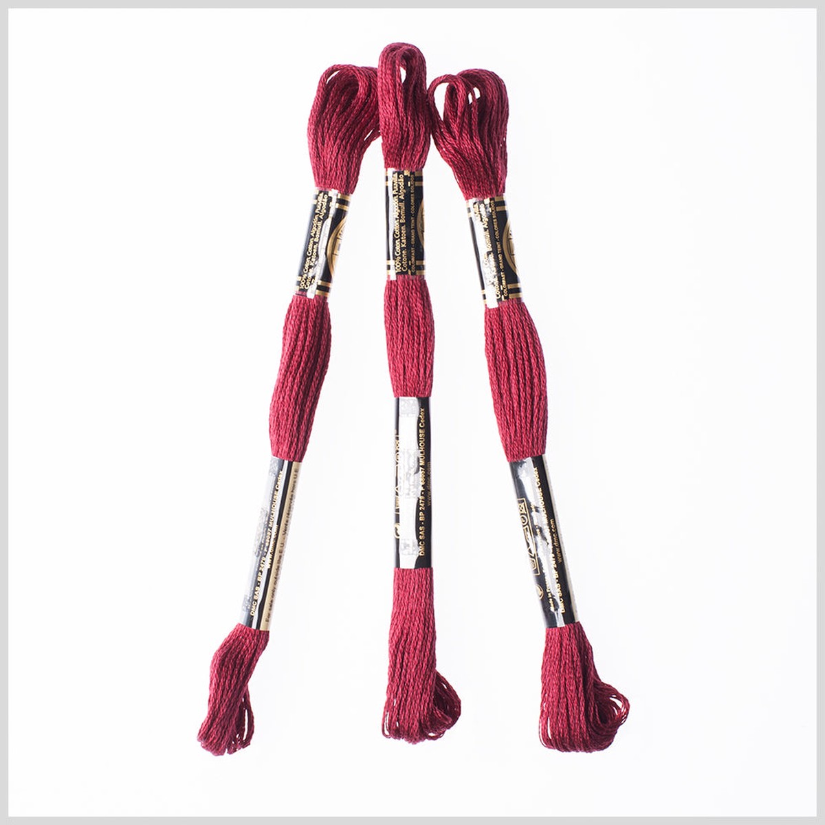 3-Pack DMC Size 6 Embroidery Floss #814 Dark Garnet