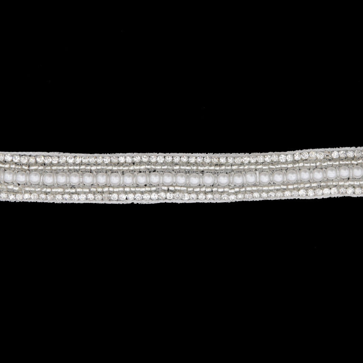 0.625" Silver/White Beaded Rhinestone Trim