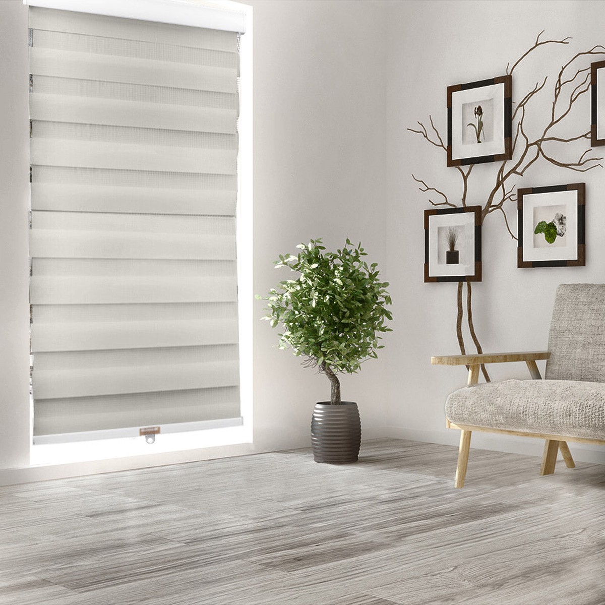 Zebra Cordless Sheer Shade - Grey - 48 x 84 inch