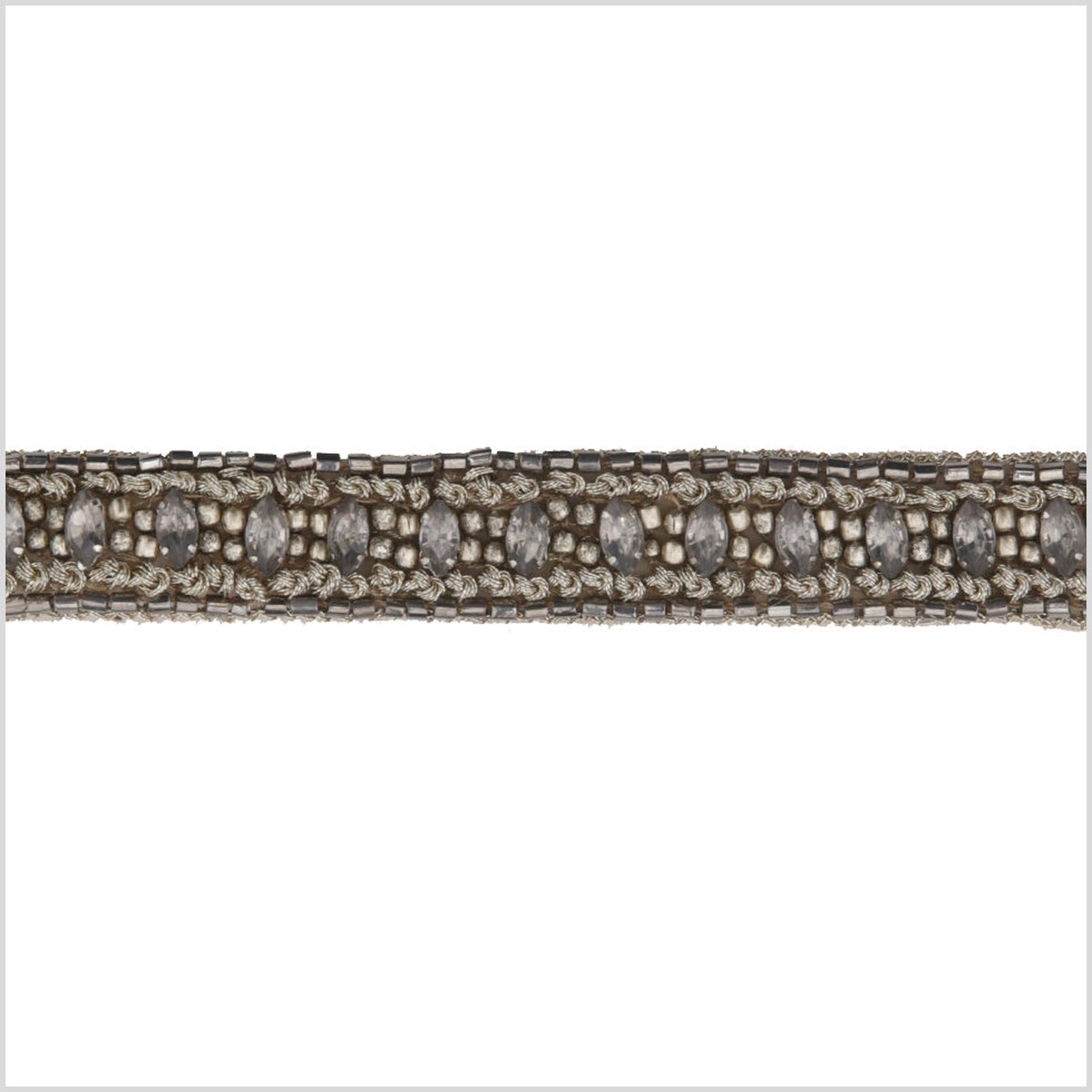 0.75" Gunmetal/Bronze Beaded Rhinestone Trim