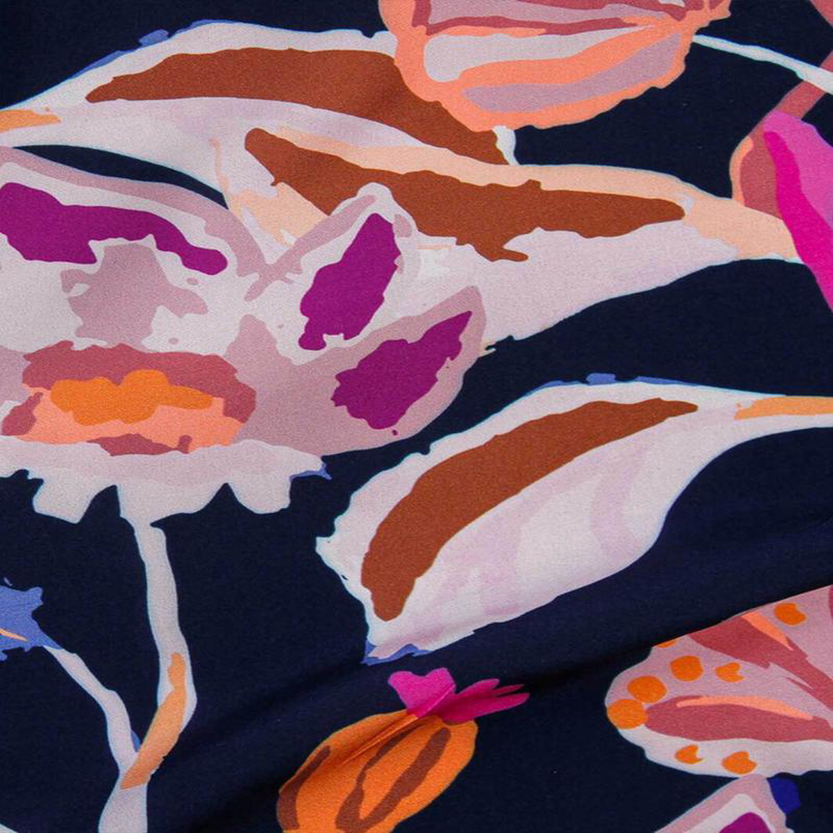 Floral Spray Picasso Poplin Navy Pink