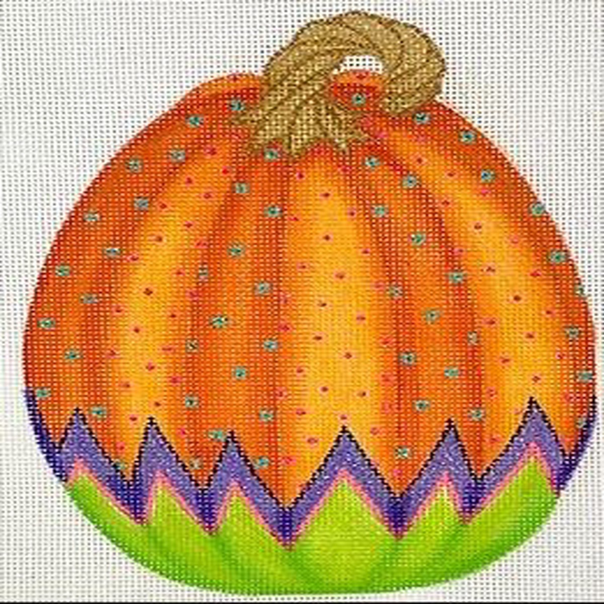 Funky Punkin Stand-up #5 orange & mango striped top, violet zigzag, lime bottom