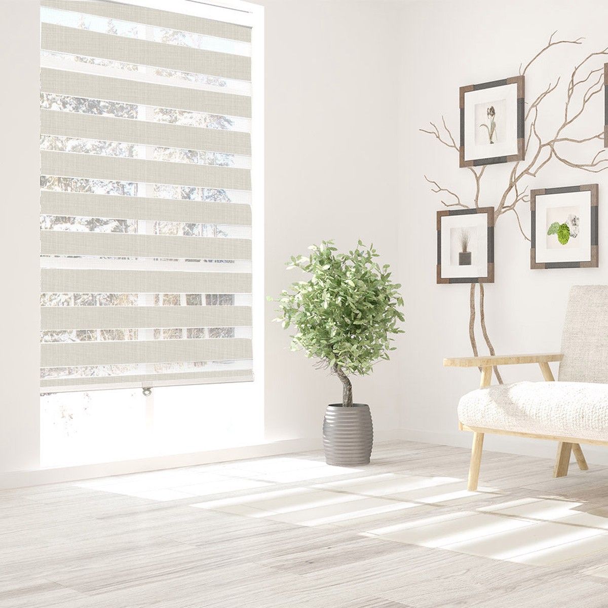 Zebra Cordless Sheer Shade - Grey - 66 x 84 inch